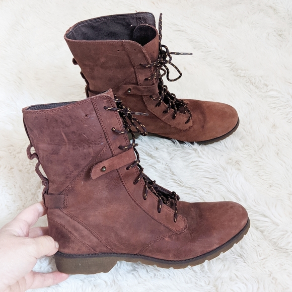 Teva Shoes - Teva Delavina Leather Lace-Up Combat Boots Size 8